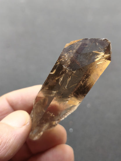 Rauchquarz mit Rutil gold roh Sammler Stufe Kristall Rarität ~ Edelstein Deko Heilstein Mineral Kollektion Energie Natur