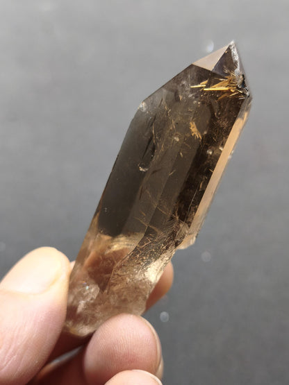 Rauchquarz mit Rutil gold roh Sammler Stufe Kristall Rarität ~ Edelstein Deko Heilstein Mineral Kollektion Energie Natur