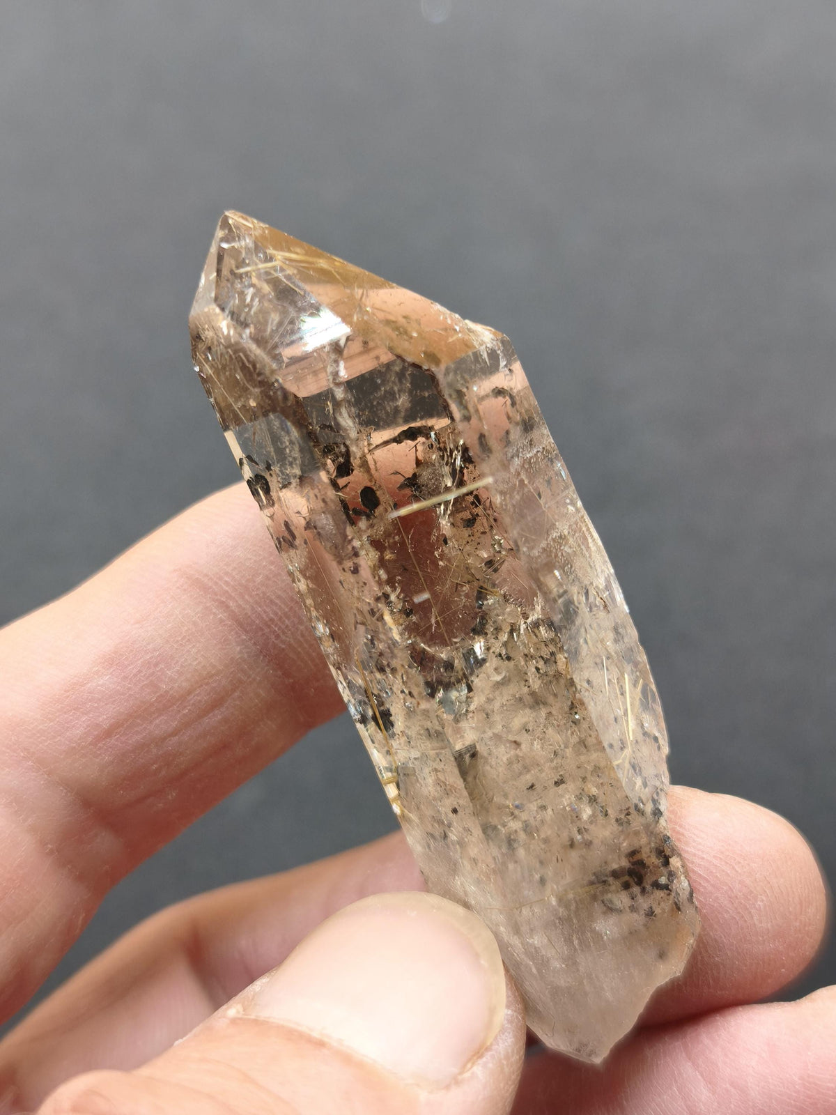 Rauchquarz mit Rutil gold roh Sammler Stufe Kristall Rarität ~ Edelstein Deko Heilstein Mineral Kollektion Energie Natur