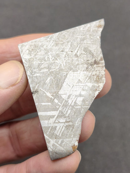 Gibeon Meteorit Namibia | Eisenmeteorit mit Widmanstätten-Struktur | Geätzter Meteoriten-Anschnitt Sammler Mineralien Kristalle Selten