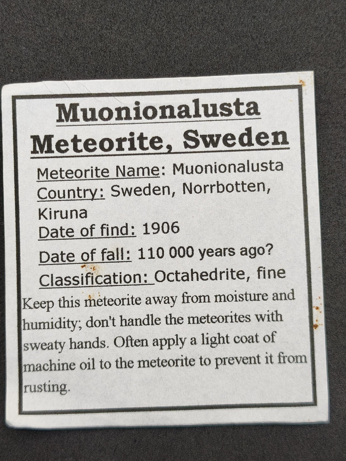 XL Muonionalusta Meteorit – Große Eisenmeteoriten-Scheibe aus Schweden | 34,5 g Sammler Selten Geschenk