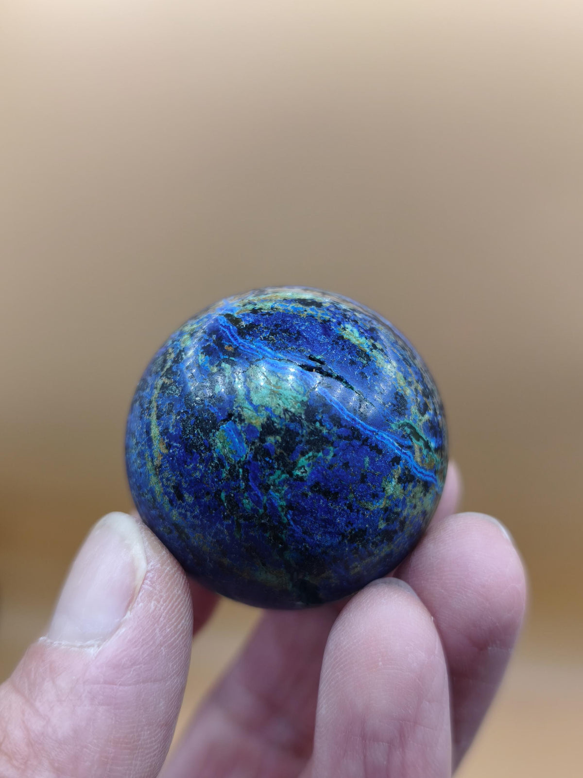 Sphère d'azurite, de malachite et de chrysocolle, cristaux bleus, pierre naturelle, pierre précieuse, sphère décorative, décoration intérieure, méditation, pierre de guérison, rareté, collection, minéraux, pièce unique
