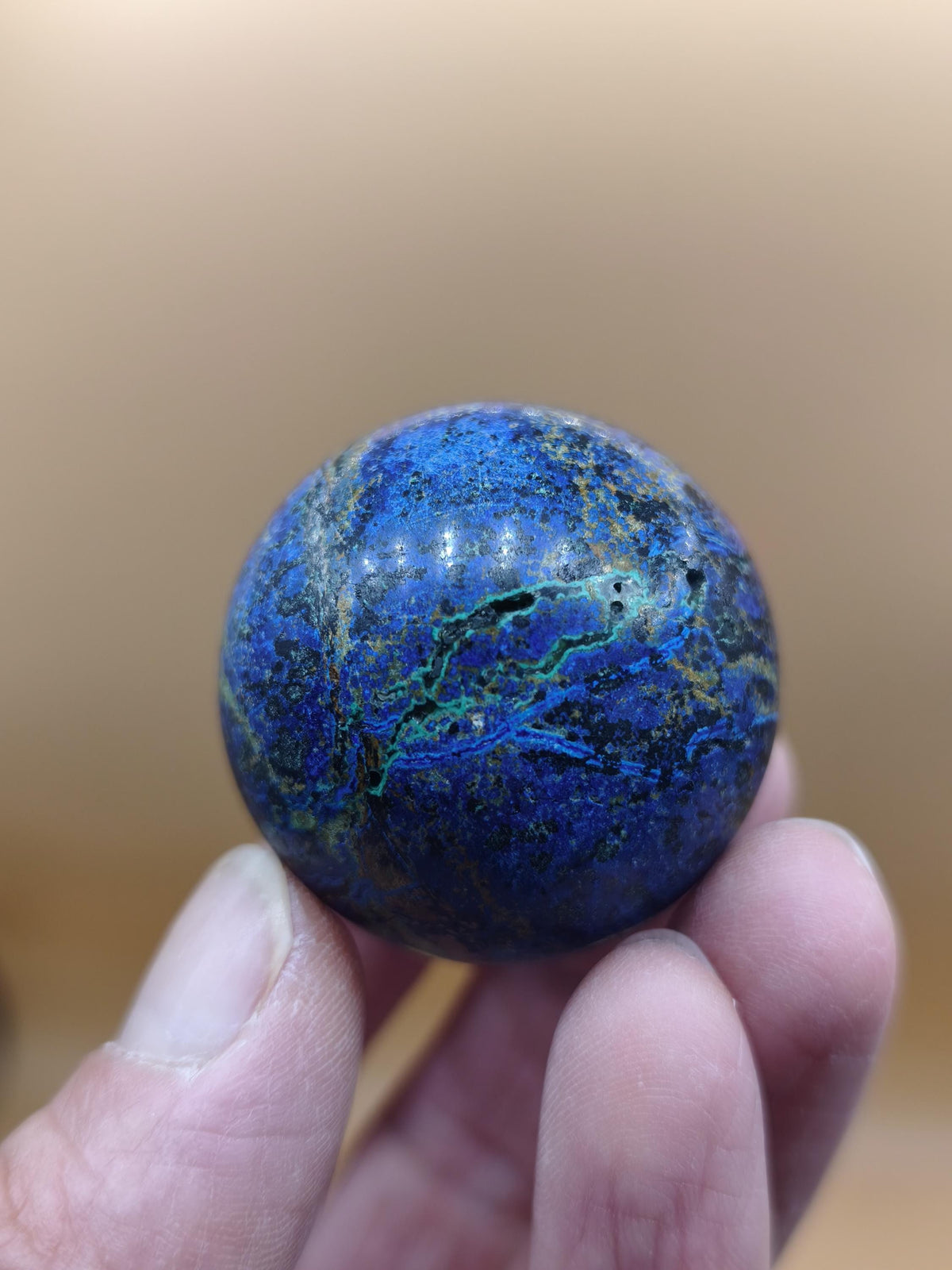 Sphère d'azurite, de malachite et de chrysocolle, cristaux bleus, pierre naturelle, pierre précieuse, sphère décorative, décoration intérieure, méditation, pierre de guérison, rareté, collection, minéraux, pièce unique