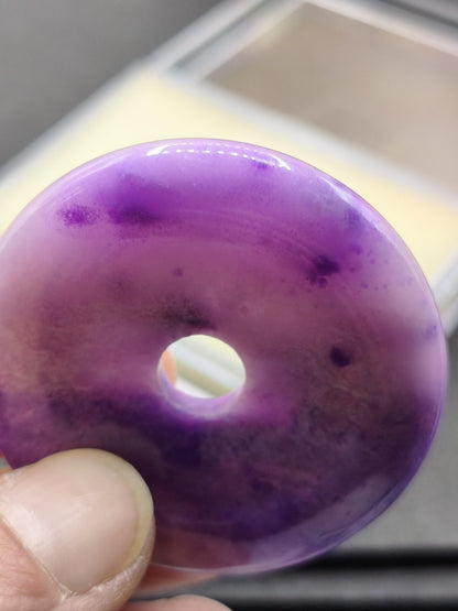 Collier en Sugilite Gel AAAAA, vintage années 90, donut précieux 50 mm, pierre fine, cristal, minéral, rare, rareté, collection, violet, cadeau, mariage, pièce de musée