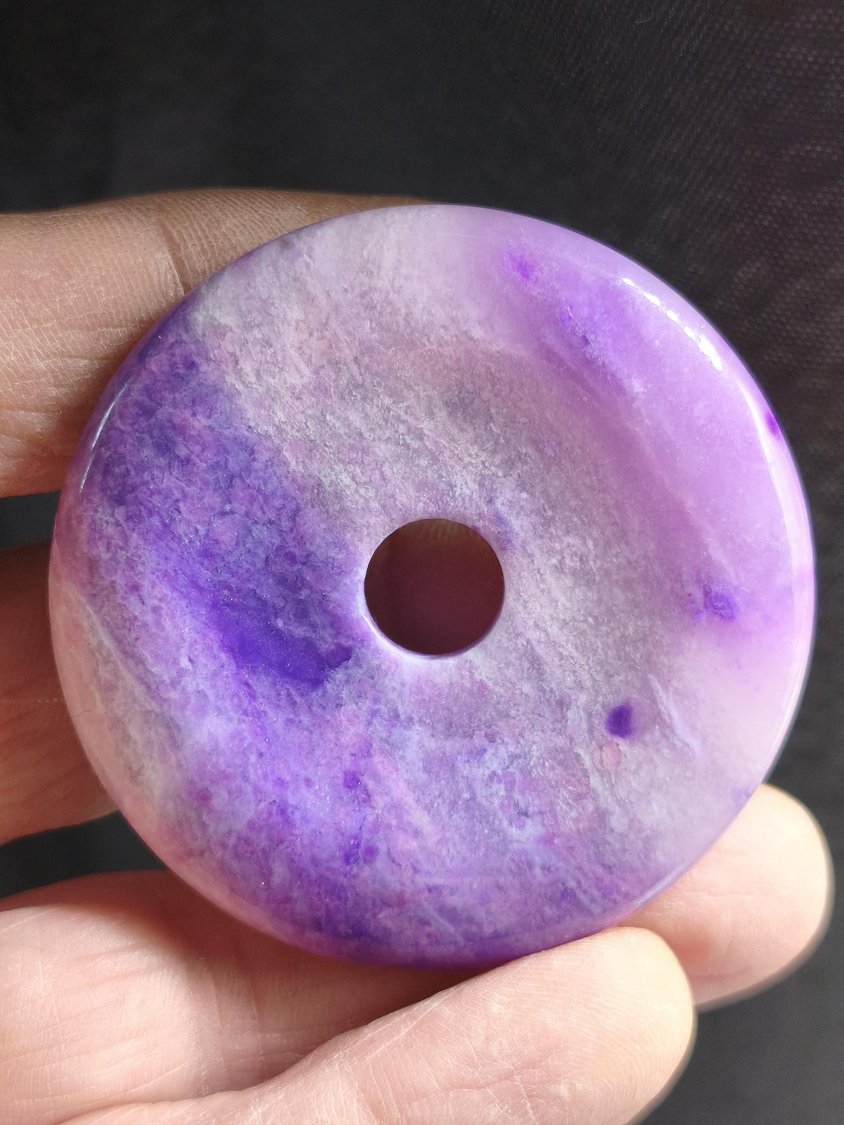 Collier en Sugilite Gel AAAAA, vintage années 90, donut précieux 50 mm, pierre fine, cristal, minéral, rare, rareté, collection, violet, cadeau, mariage, pièce de musée