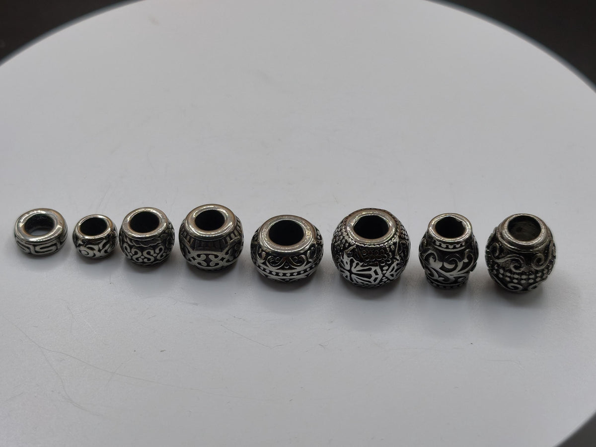 Edelstahl Perlen für Dreadlocka Haare Bart hochwertig Silbern Breads Dreads Schmuck Accesoire HIPPIE GOA Boho Tribal Natur Indian Vintage