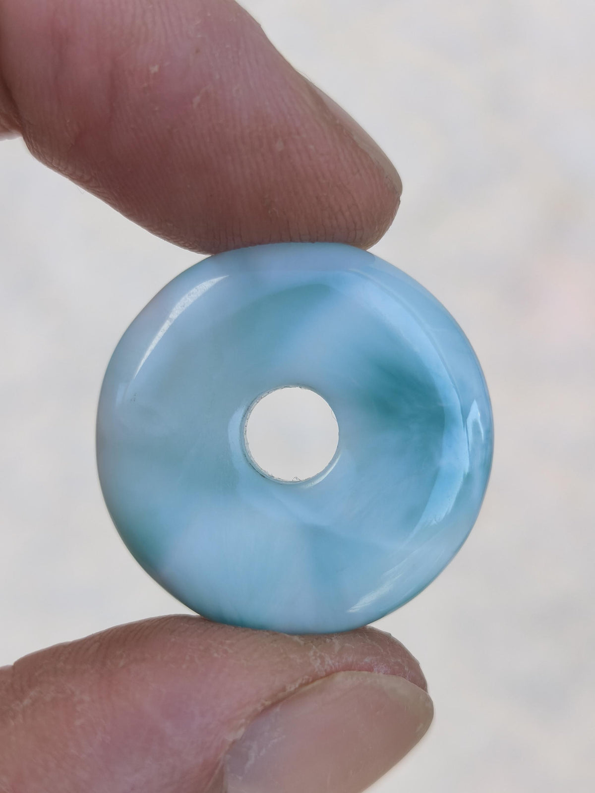 AAA Larimar Schutz Donut Edelstein Kette blau Heilstein Rarität Natur Frau Geschenk Mann Frau Er Sie Energie Kraft Glück