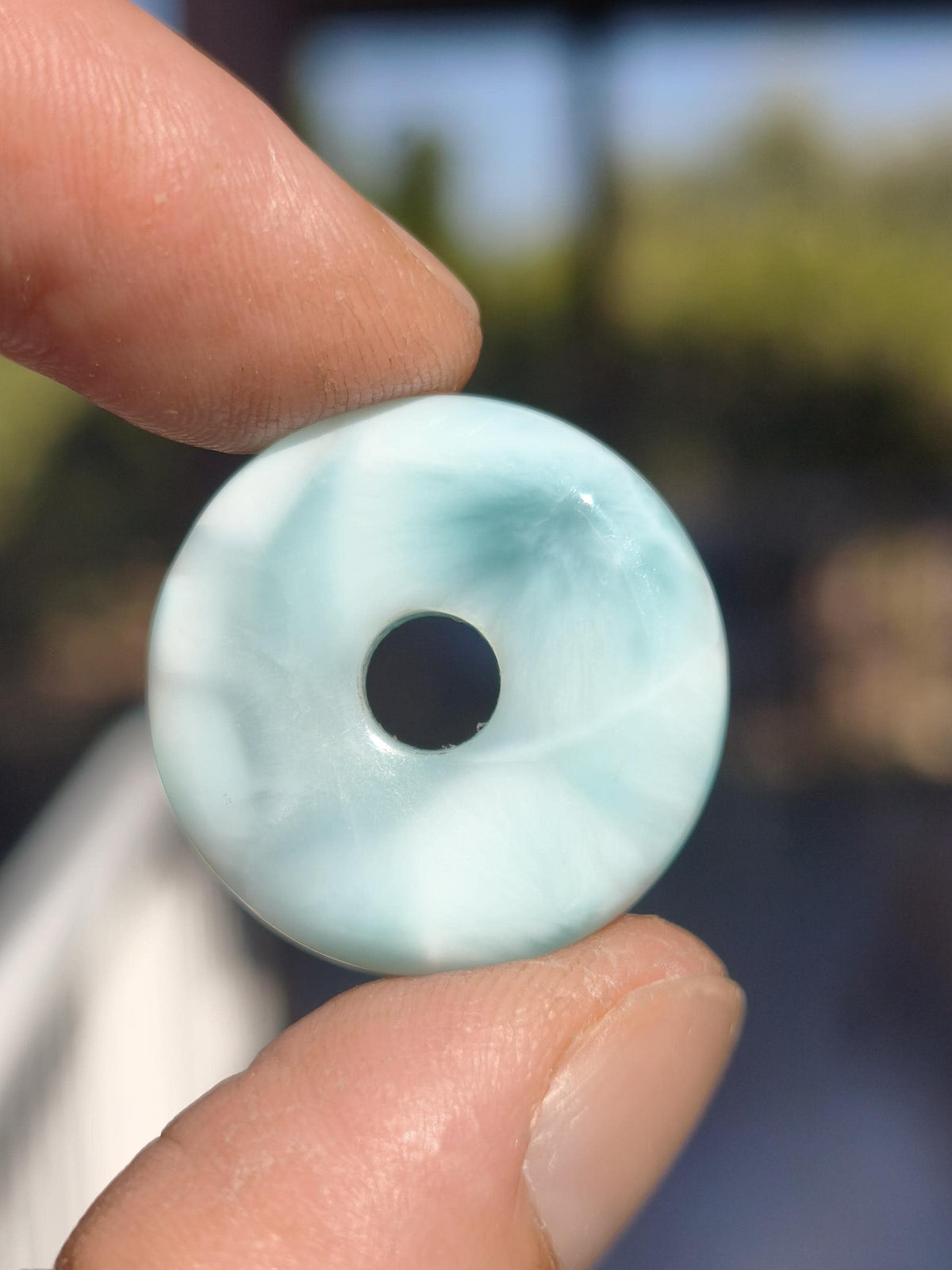 AAA Larimar Schutz Donut Edelstein Kette blau Heilstein Rarität Natur Frau Geschenk Mann Frau Er Sie Energie Kraft Glück