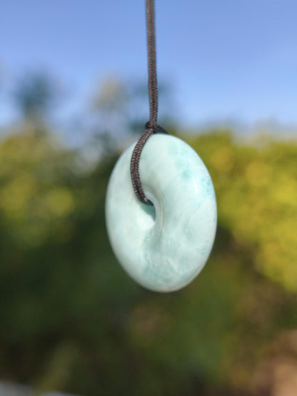 AAA Larimar Schutz Donut Edelstein Kette blau Heilstein Rarität Natur Frau Geschenk Mann Frau Er Sie Energie Kraft Glück