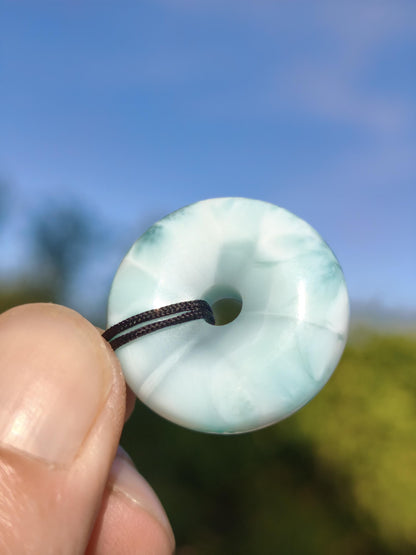 AAA Larimar Schutz Donut Edelstein Kette blau Heilstein Rarität Natur Frau Geschenk Mann Frau Er Sie Energie Kraft Glück