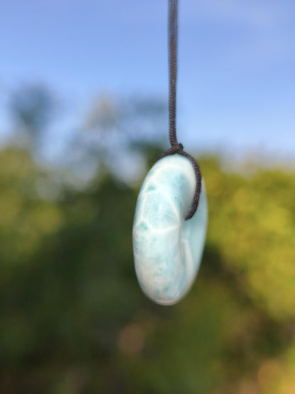 AAA Larimar Schutz Donut Edelstein Kette blau Heilstein Rarität Natur Frau Geschenk Mann Frau Er Sie Energie Kraft Glück