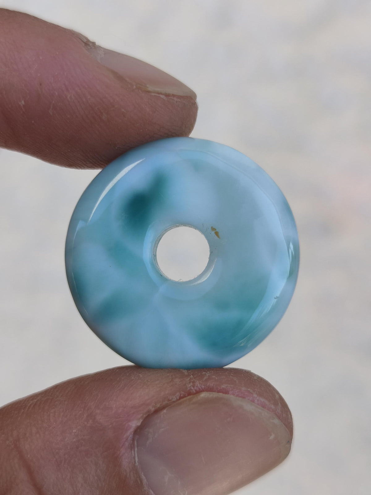 AAA Larimar Schutz Donut Edelstein Kette blau Heilstein Rarität Natur Frau Geschenk Mann Frau Er Sie Energie Kraft Glück