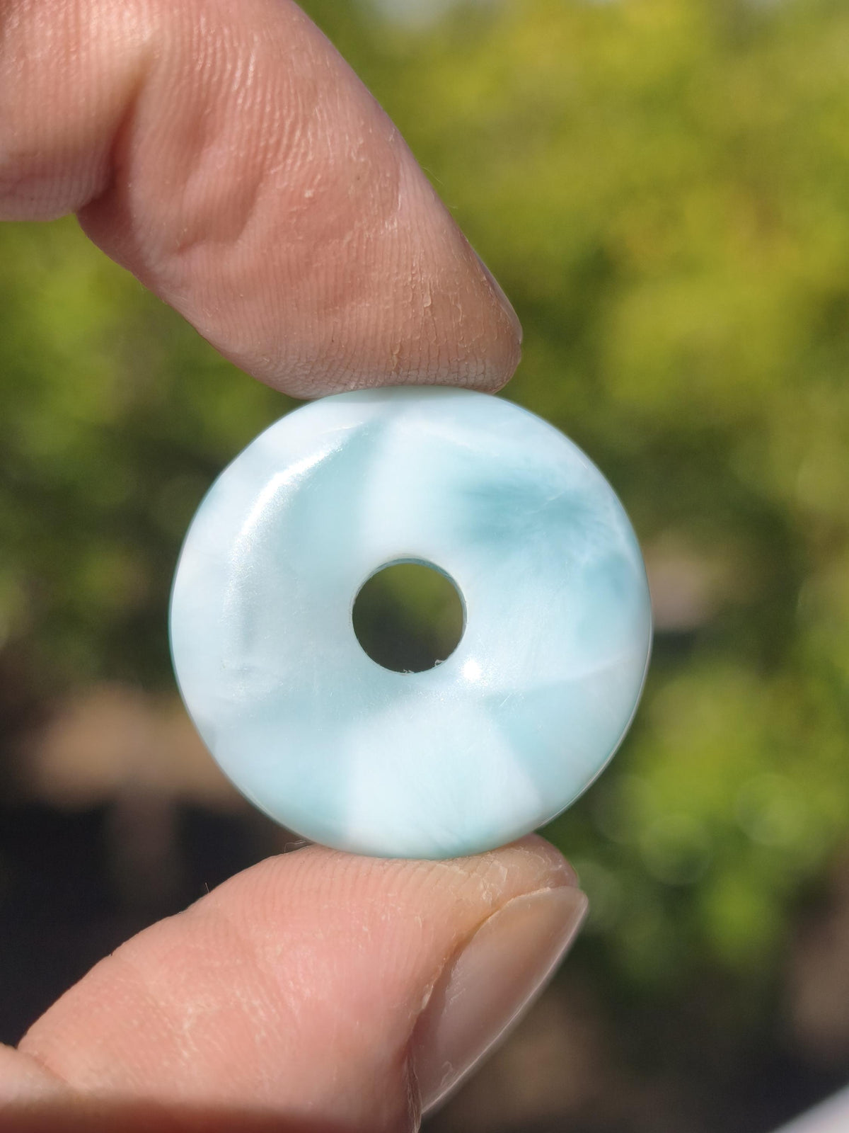 AAA Larimar Schutz Donut Edelstein Kette blau Heilstein Rarität Natur Frau Geschenk Mann Frau Er Sie Energie Kraft Glück