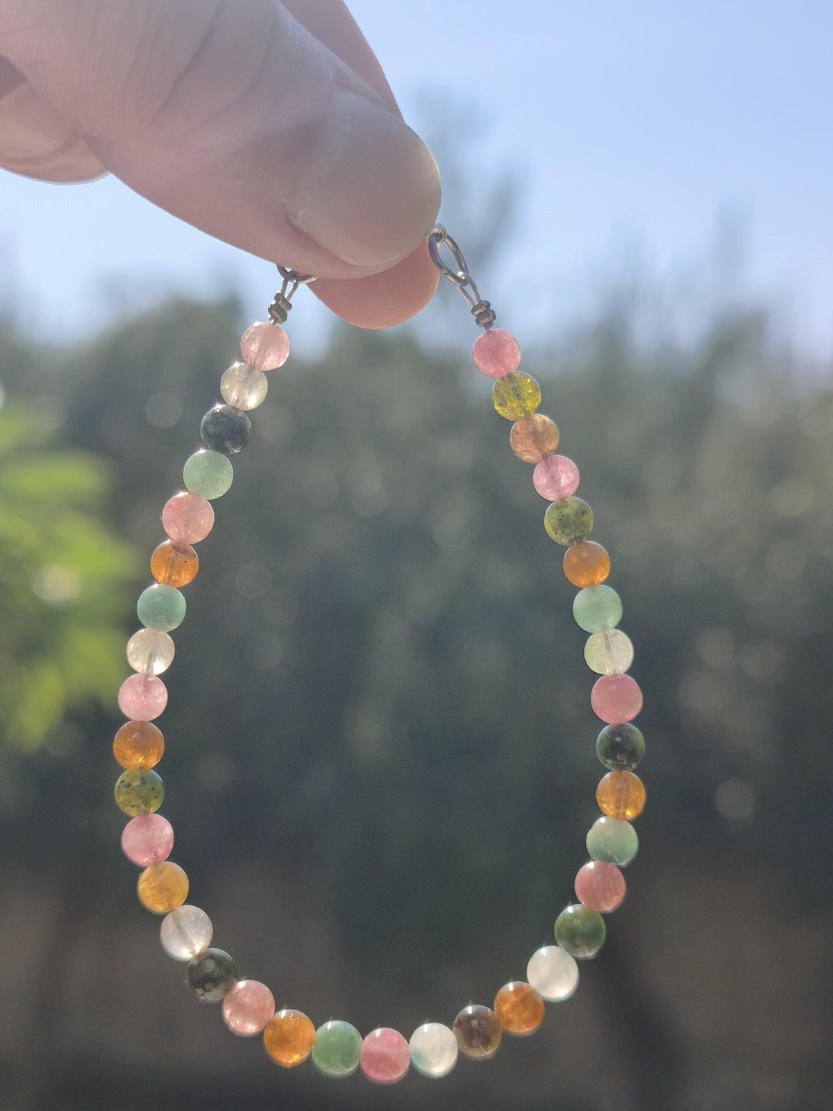 Turnalin bunt 4,5mm - Edelstein Armband 925 Silber Natürlich echt Heilstein Energie Echt Rarität Schmuck Frau Sie Mutter Geschenk Regenbogen