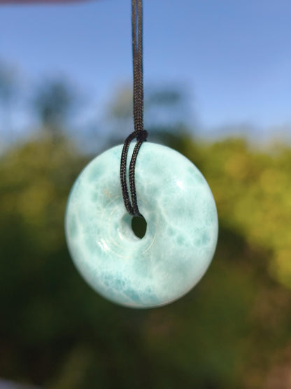 AAA Larimar Schutz Donut Edelstein Kette blau Heilstein Rarität Natur Frau Geschenk Mann Frau Er Sie Energie Kraft Glück