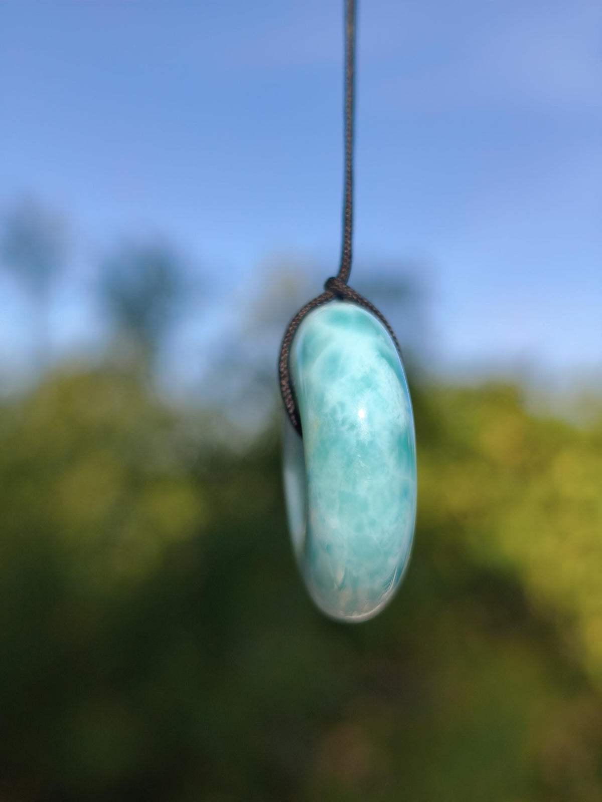 AAA Larimar Schutz Donut Edelstein Kette blau Heilstein Rarität Natur Frau Geschenk Mann Frau Er Sie Energie Kraft Glück