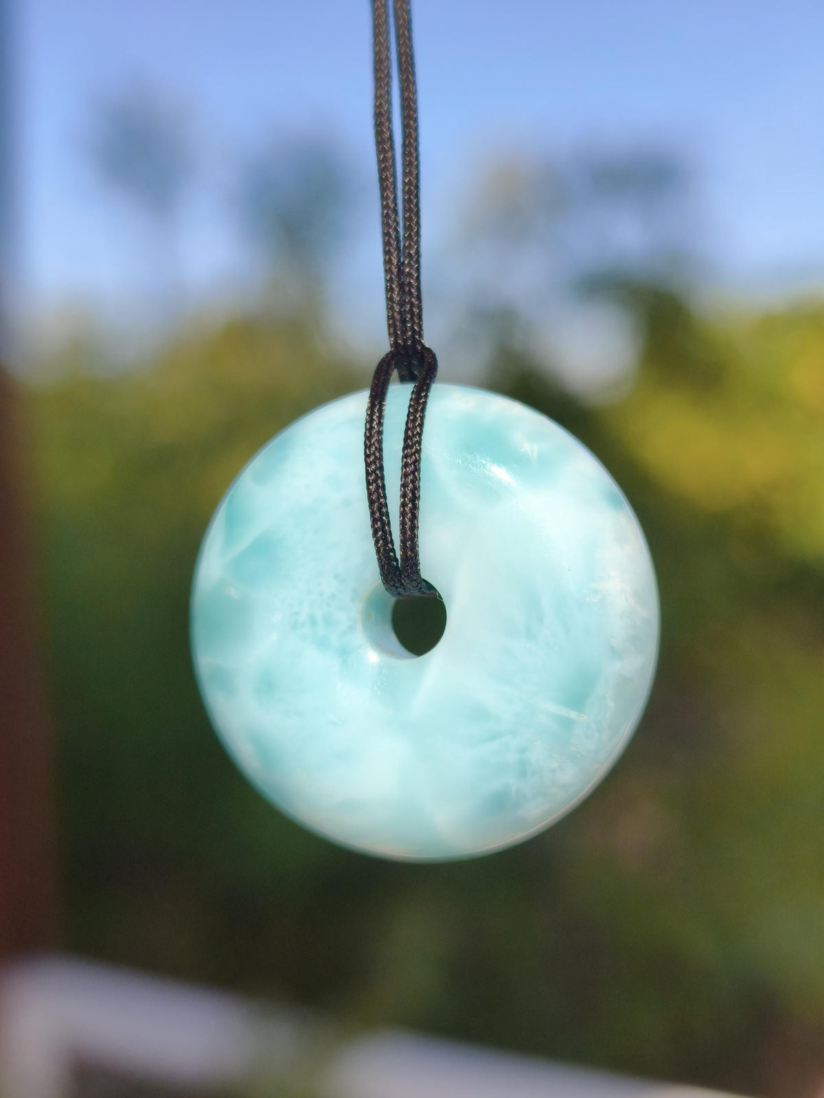 AAA Larimar Schutz Donut Edelstein Kette blau Heilstein Rarität Natur Frau Geschenk Mann Frau Er Sie Energie Kraft Glück