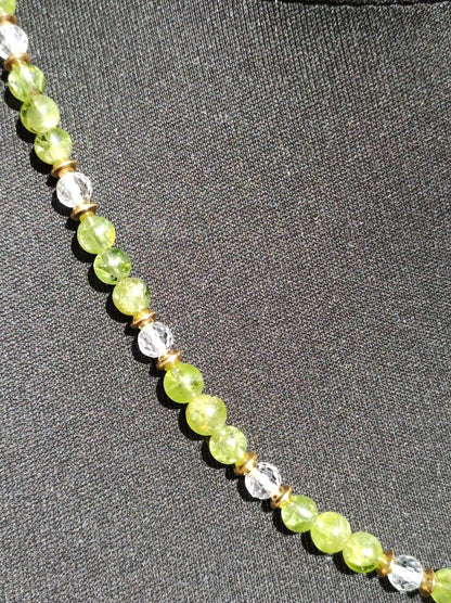 Imperial Goldtopaz + Peridot + weißer Topas - Designer Edelstein Perlen Kette Meditation Boho Heilstein Chakra Kristall Rarität Selten Unikat - Art of Nature Berlin