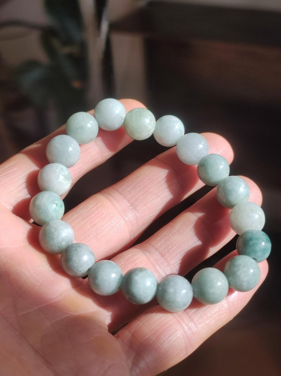 Jade Burma 11mm ~ Edelstein Armband Stretch hochwertige Jade grün natürlich Myanmar GOA Hippie Boho Ethno Nature Heilstein Energie Chakra - Art of Nature Berlin