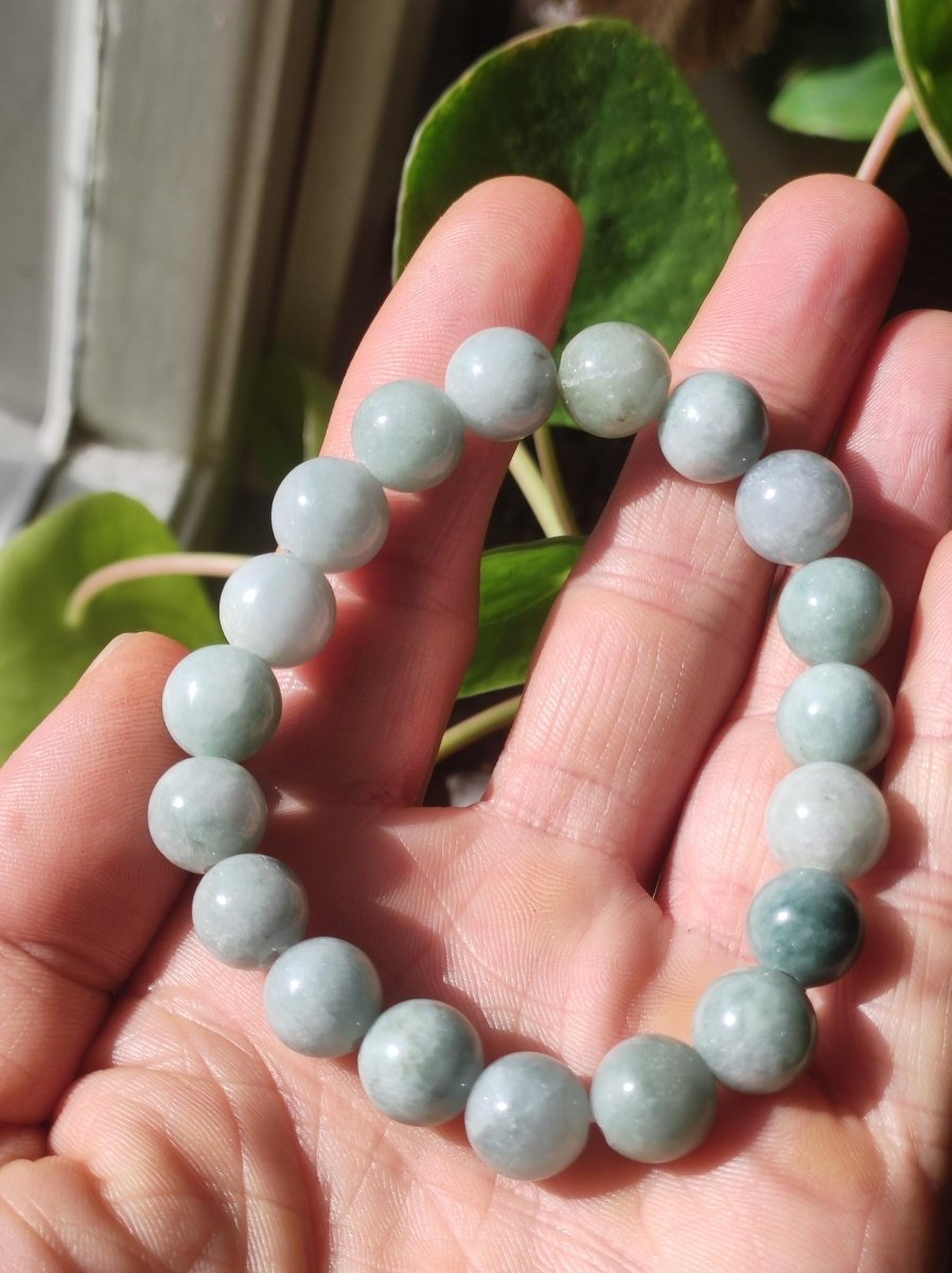 Jade Burma 11mm ~ Edelstein Armband Stretch hochwertige Jade grün natürlich Myanmar GOA Hippie Boho Ethno Nature Heilstein Energie Chakra - Art of Nature Berlin