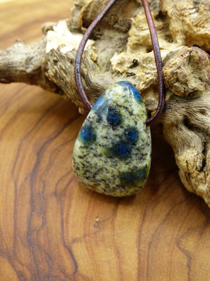 k2 - Azurit in Granit ~ Edelstein Kette ~HIPPIE ~GOA ~Boho ~Ethno ~Nature ~Heilstein - Art of Nature Berlin