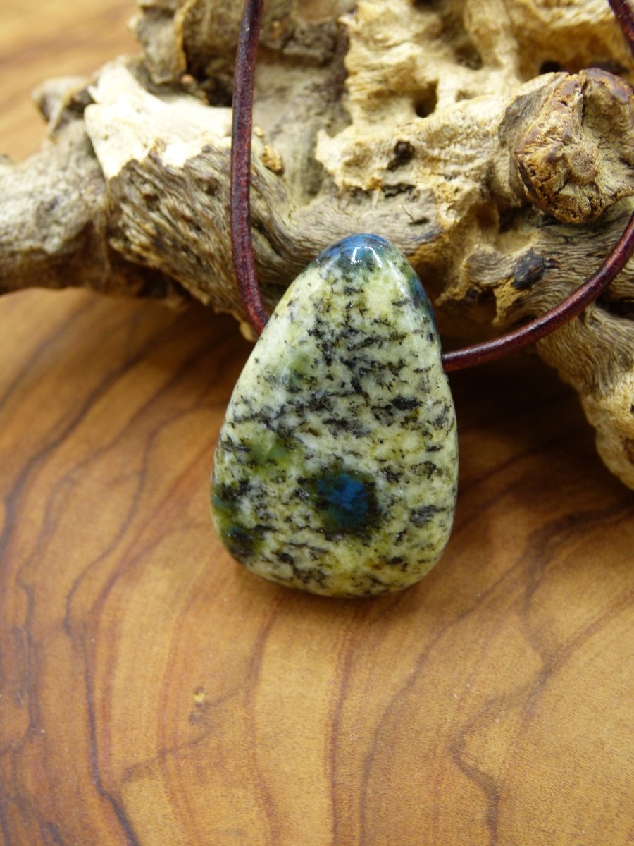 k2 - Azurit in Granit ~ Edelstein Kette ~HIPPIE ~GOA ~Boho ~Ethno ~Nature ~Heilstein - Art of Nature Berlin