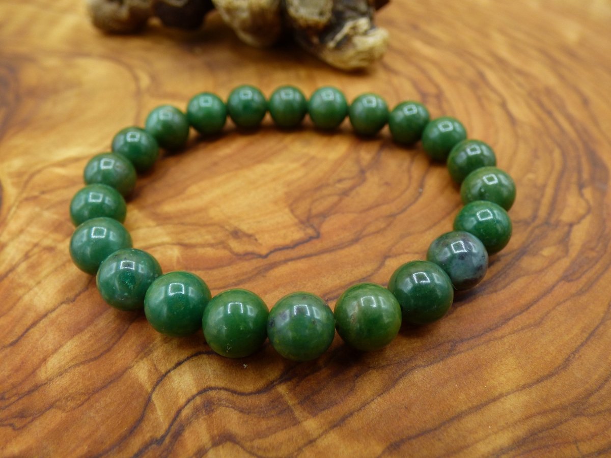 Kanada Jade dunkelgrün ~ Edelstein Armband Stretch ~ GOA ~ Hippie ~Boho ~Ethno ~Indie ~Nature ~Heilstein Energie Chakra - Art of Nature Berlin