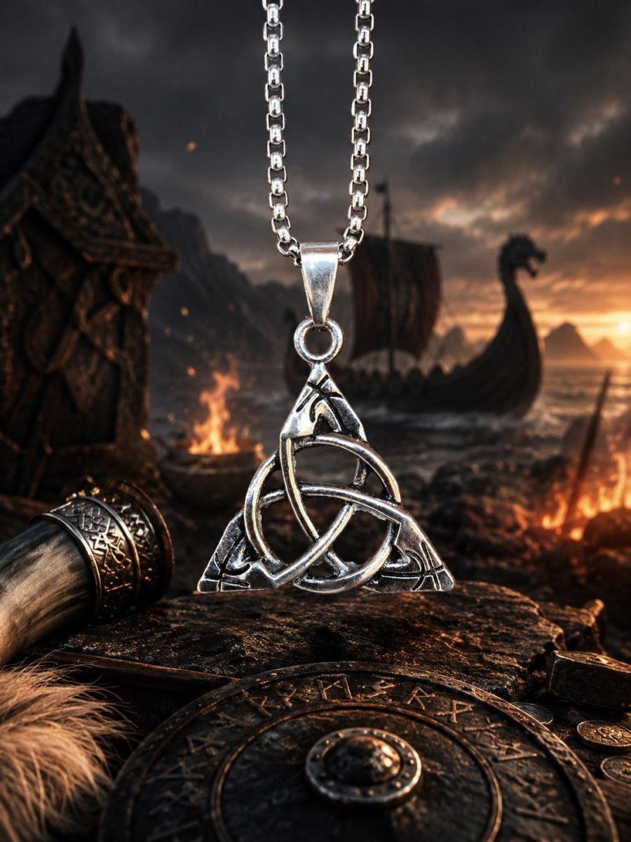 Keltischer Knoten Edelstahl Anhänger Kette Triskele hochwertig massiv Silbern Mann Er Sohn Bruder Geschenk Wikinger Ethno Boho Viking WOW - Art of Nature Berlin