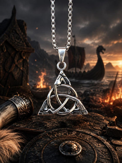 Keltischer Knoten Edelstahl Anhänger Kette Triskele hochwertig massiv Silbern Mann Er Sohn Bruder Geschenk Wikinger Ethno Boho Viking WOW - Art of Nature Berlin
