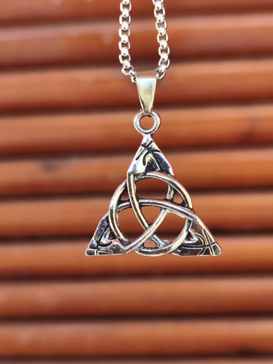 Keltischer Knoten Edelstahl Anhänger Kette Triskele hochwertig massiv Silbern Mann Er Sohn Bruder Geschenk Wikinger Ethno Boho Viking WOW - Art of Nature Berlin