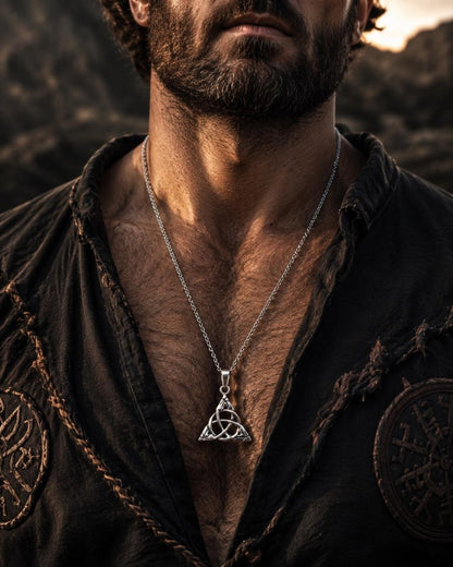 Keltischer Knoten Edelstahl Anhänger Kette Triskele hochwertig massiv Silbern Mann Er Sohn Bruder Geschenk Wikinger Ethno Boho Viking WOW - Art of Nature Berlin