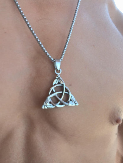 Keltischer Knoten Edelstahl Anhänger Kette Triskele hochwertig massiv Silbern Mann Er Sohn Bruder Geschenk Wikinger Ethno Boho Viking WOW - Art of Nature Berlin