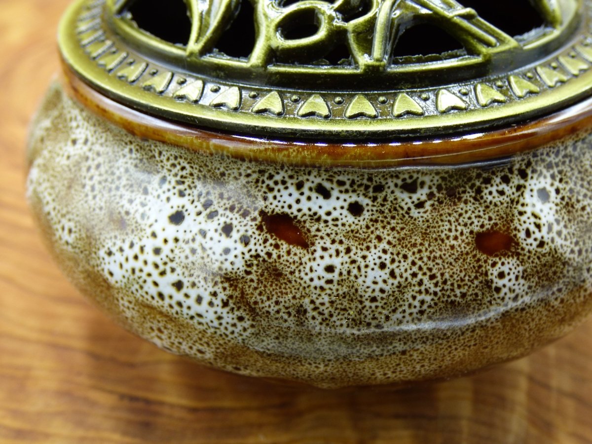 Keramik Weihrauchbrenner Räuchergefäß Grün & Bronze Räucherwerk Kräuter Orient Schale schön Schüssel Geschenk Holzbox Aufbewahrung Schmuck - Art of Nature Berlin