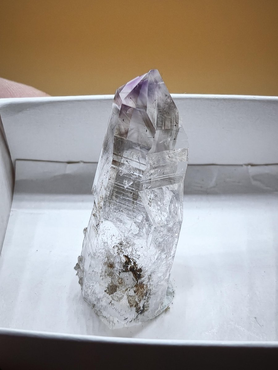 Klarer Amethyst Rohkristall – Erongo Namibia – Sammlerstufe Roh Kristall Spitze Point Sammler Stufe lang Rarität Edelstein Deko Heilstein - Art of Nature Berlin