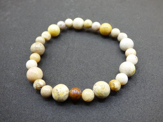 Koralle / Chrysanthemen Fossil ~ Edelstein Stretch Armband ~ GOA ~ Hippie ~Boho ~Ethno ~Indie ~Nature ~Heilstein ~Magie ~Rarität - Art of Nature Berlin