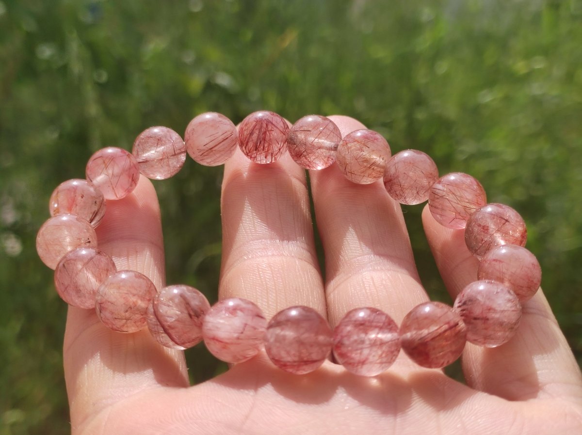 Kupfer Rutilquarz AAA Edelstein Armband Stretch Natur rot Heilstein Rarität Mann Frau Geschenk Er Sie Freund Selten Hochwertig Quarz - Art of Nature Berlin