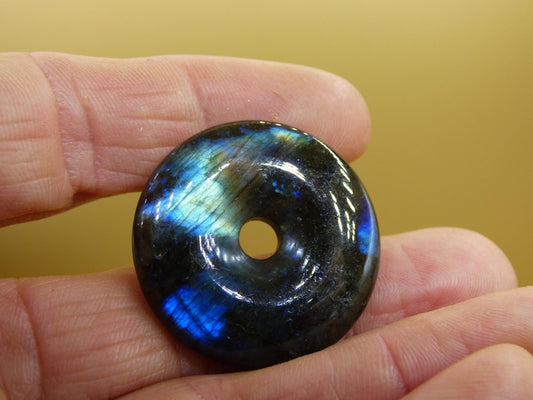 Labradorit ~ 30mm Donut ~ Edelstein Kette blau schimmernd Natur Rarität Schutzsymbol Heilstein Kristall Geschenk Er Sie Flash Anhänger - Art of Nature Berlin