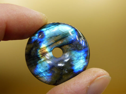 Labradorit ~ 30mm Donut ~ Edelstein Kette blau schimmernd Natur Rarität Schutzsymbol Heilstein Kristall Geschenk Er Sie Flash Anhänger - Art of Nature Berlin