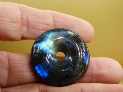 Labradorit ~ 30mm Donut ~ Edelstein Kette blau schimmernd Natur Rarität Schutzsymbol Heilstein Kristall Geschenk Er Sie Flash Anhänger - Art of Nature Berlin