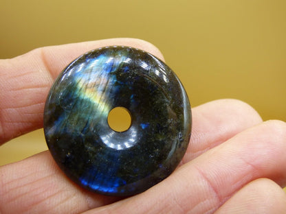 Labradorit ~ 30mm Donut ~ Edelstein Kette blau schimmernd Natur Rarität Schutzsymbol Heilstein Kristall Geschenk Er Sie Flash Anhänger - Art of Nature Berlin