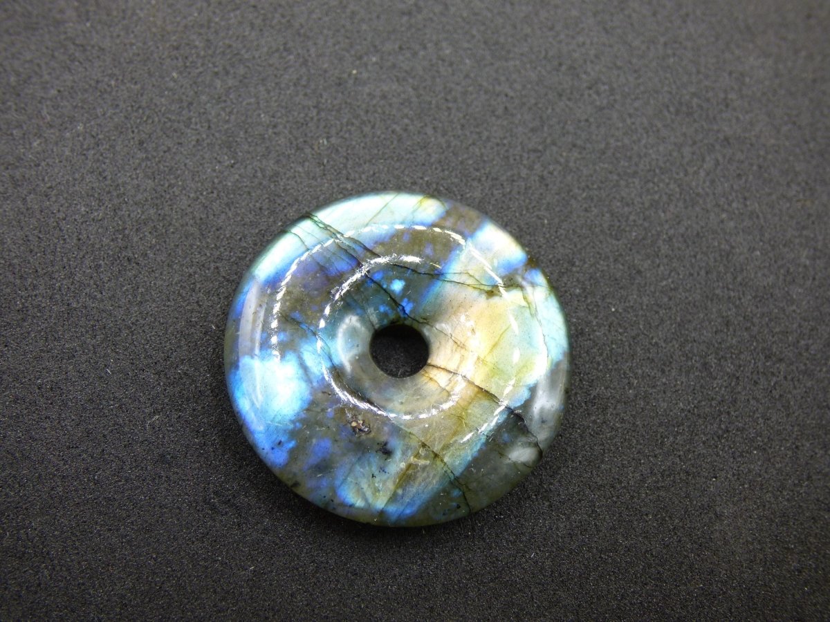 Labradorit ~ 30mm Donut ~ Edelstein Kette blau schimmernd Natur Rarität Schutzsymbol Heilstein Kristall Geschenk Er Sie Flash Anhänger - Art of Nature Berlin