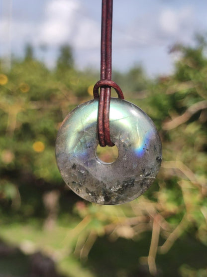 Labradorit ~ 30mm Donut ~ Edelstein Kette blau schimmernd Natur Rarität Schutzsymbol Heilstein Kristall HIPPIE GOA Boho Tibet Ethno - Art of Nature Berlin