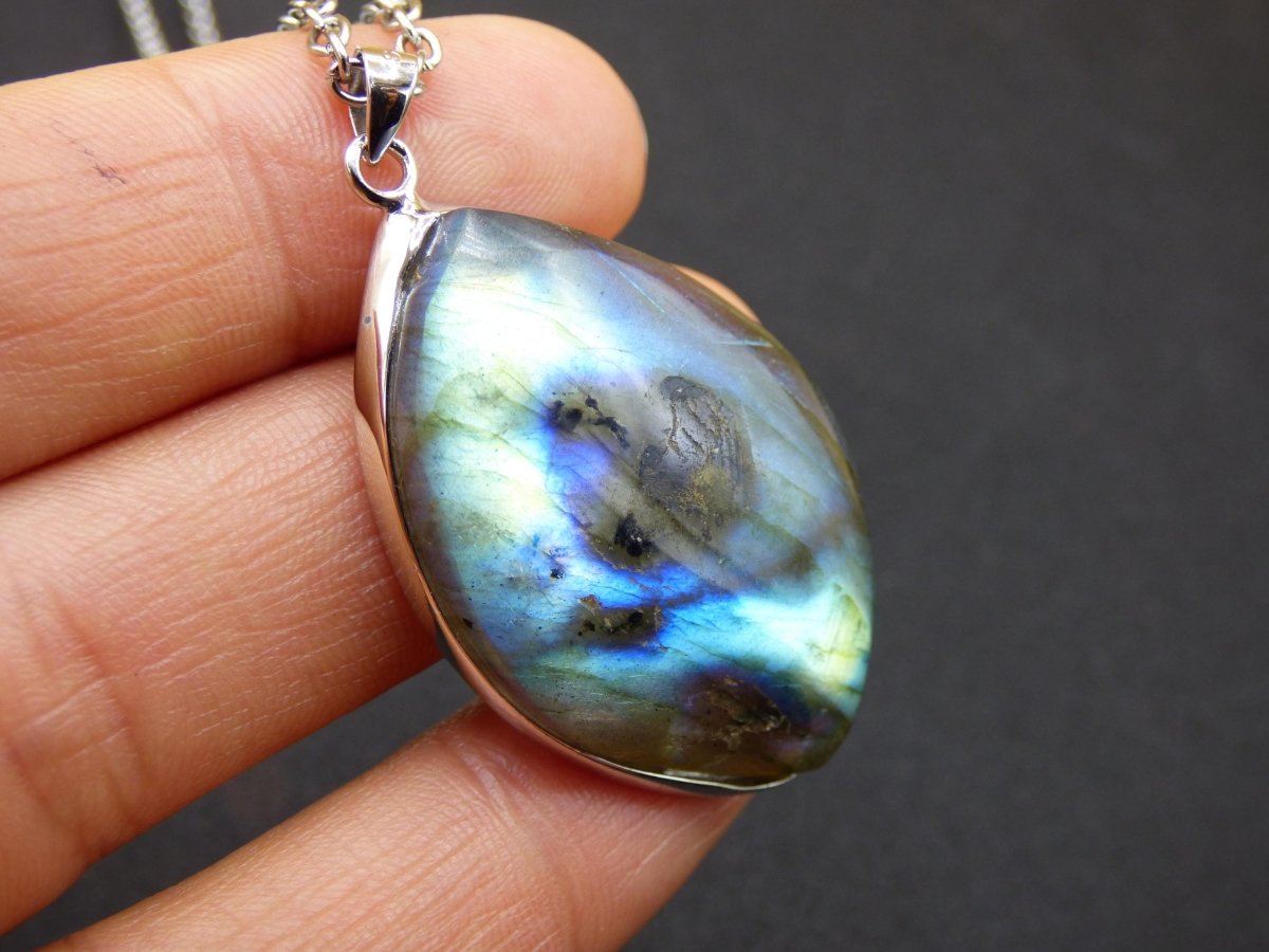 Labradorit - 925 Sterling Silber Edelstein Kette blau Schimmer Unikat Rarität Heilstein Natur selten Ethno Mann Frau Er Sie Geschenk Freund - Art of Nature Berlin
