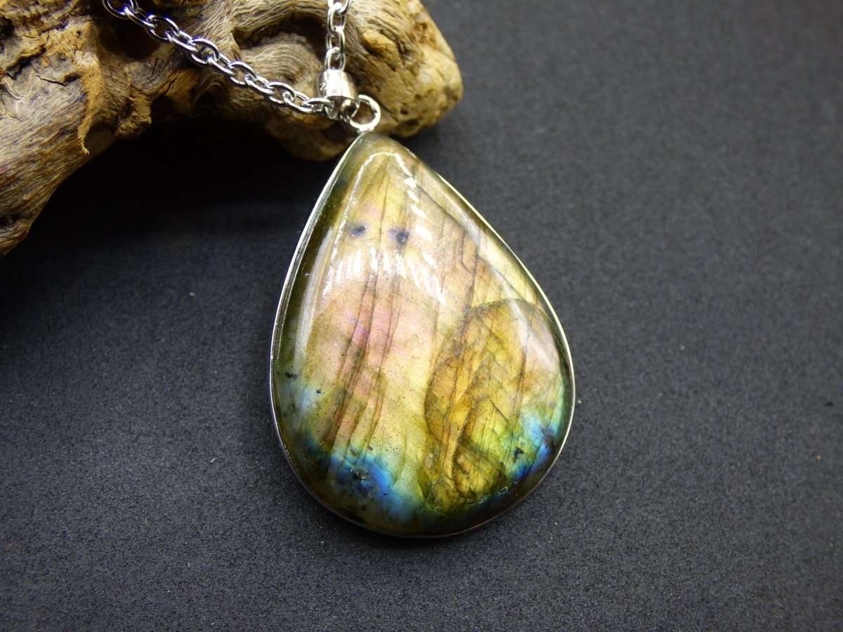 Labradorit - 925 Sterling Silber Edelstein Kette blau Schimmer Unikat Rarität Heilstein Natur selten Ethno Mann Frau Er Sie Geschenk Freund - Art of Nature Berlin
