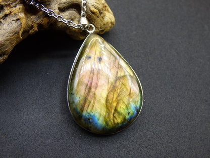 Labradorit - 925 Sterling Silber Edelstein Kette blau Schimmer Unikat Rarität Heilstein Natur selten Ethno Mann Frau Er Sie Geschenk Freund - Art of Nature Berlin