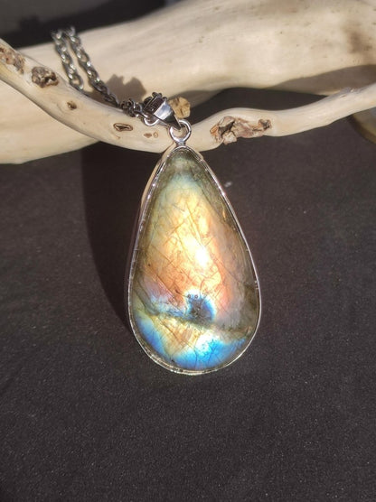 Labradorit - 925 Sterling Silber Edelstein Kette blau Schimmer Unikat Rarität Heilstein Natur selten Ethno Mann Frau Er Sie Geschenk Freund - Art of Nature Berlin