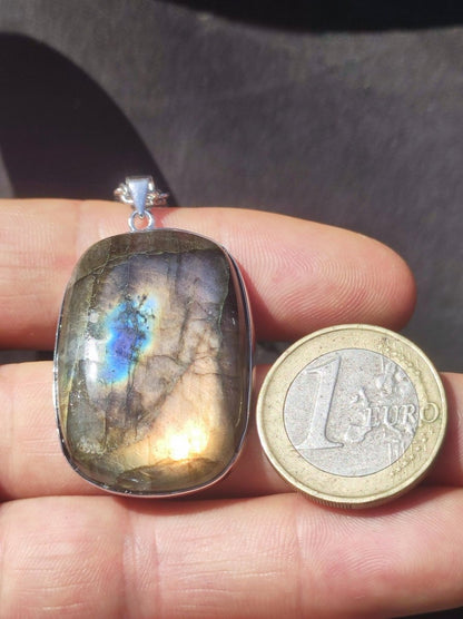 Labradorit - 925 Sterling Silber Edelstein Kette blau Schimmer Unikat Rarität Heilstein Natur selten Ethno Mann Frau Er Sie Geschenk Freund - Art of Nature Berlin