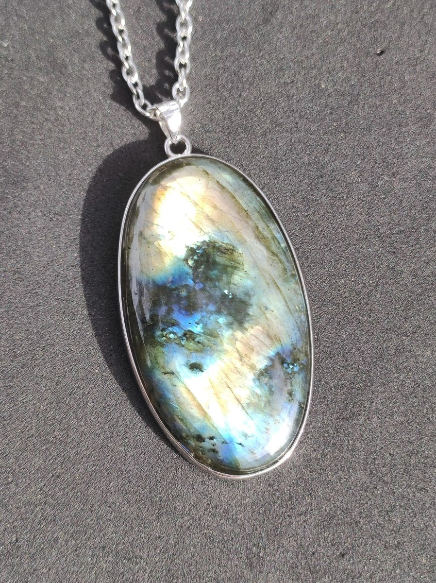 Labradorit - 925 Sterling Silber Edelstein Kette blau Schimmer Unikat Rarität Heilstein Natur selten Ethno Mann Frau Er Sie Geschenk Freund - Art of Nature Berlin