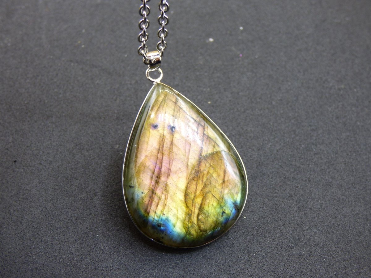 Labradorit - 925 Sterling Silber Edelstein Kette blau Schimmer Unikat Rarität Heilstein Natur selten Ethno Mann Frau Er Sie Geschenk Freund - Art of Nature Berlin
