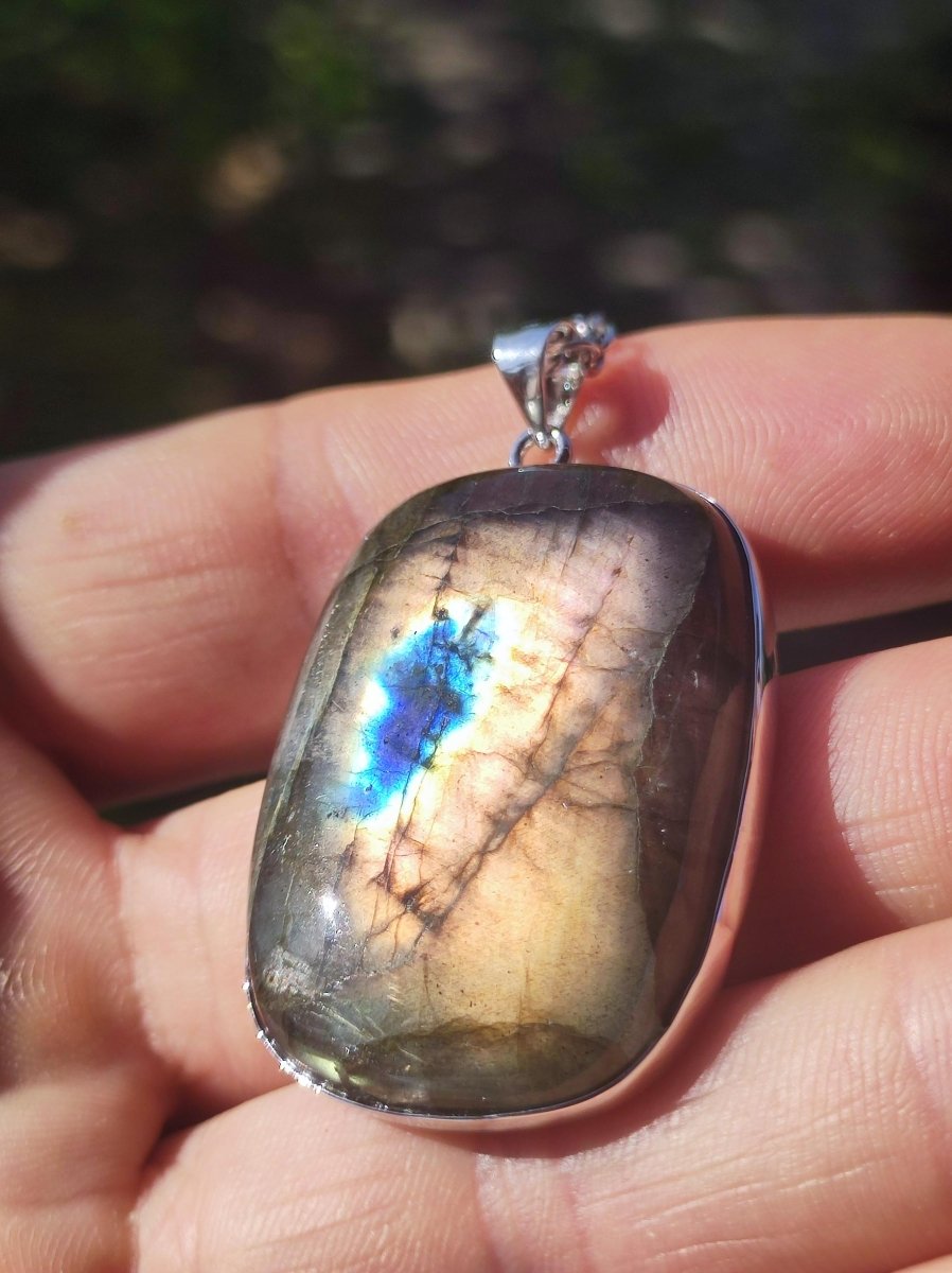 Labradorit - 925 Sterling Silber Edelstein Kette blau Schimmer Unikat Rarität Heilstein Natur selten Ethno Mann Frau Er Sie Geschenk Freund - Art of Nature Berlin